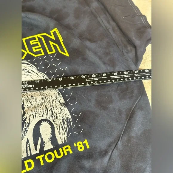 Iron Maiden “Killer Tour ‘81” Black Oil Wash Tie-Dye Oversized Cotton T-shirt M - Picture 6 of 9
